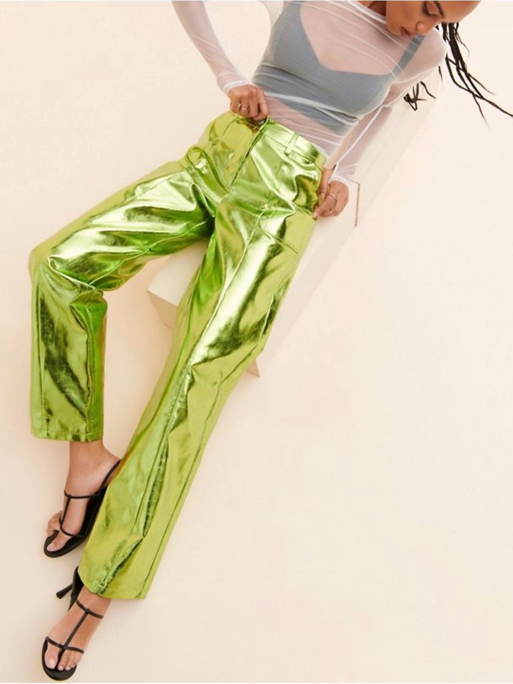 4th + reckless metallic green pants M